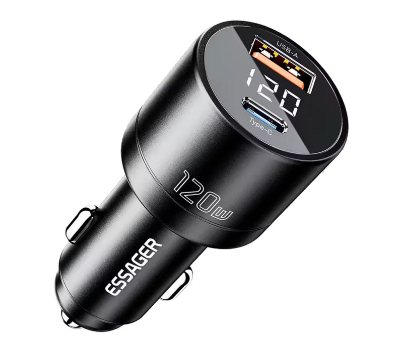 Автомобильное зарядное устройство Essager 120 Вт PD Super Fast Charger QC 4.0 PD 3.0