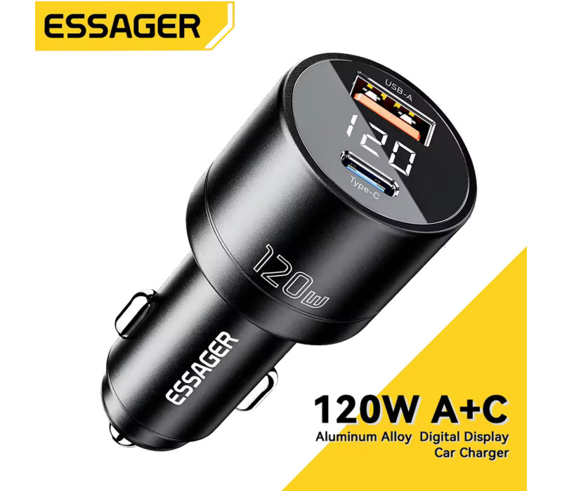 Автомобильное зарядное устройство Essager 120 Вт PD Super Fast Charger QC 4.0 PD 3.0