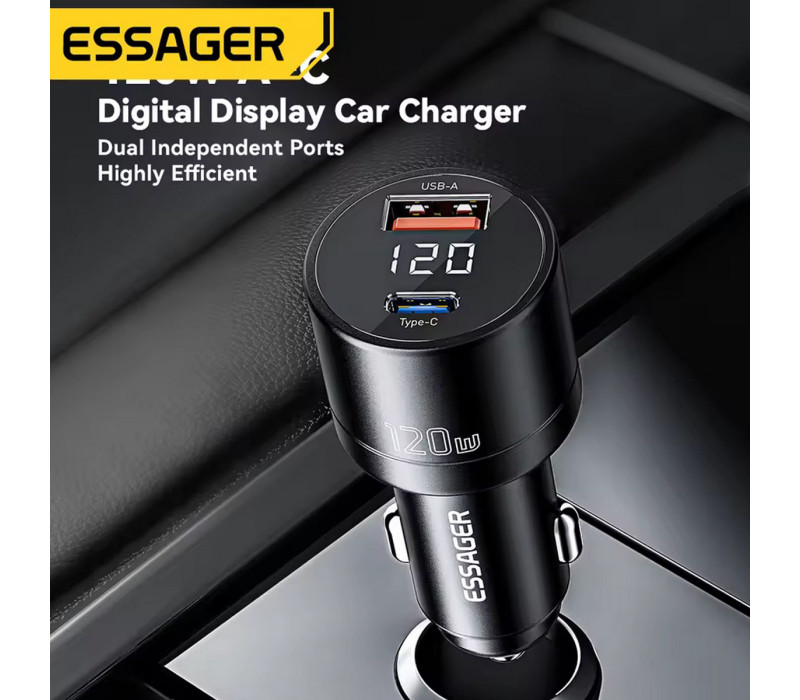 Автомобильное зарядное устройство Essager 120 Вт PD Super Fast Charger QC 4.0 PD 3.0