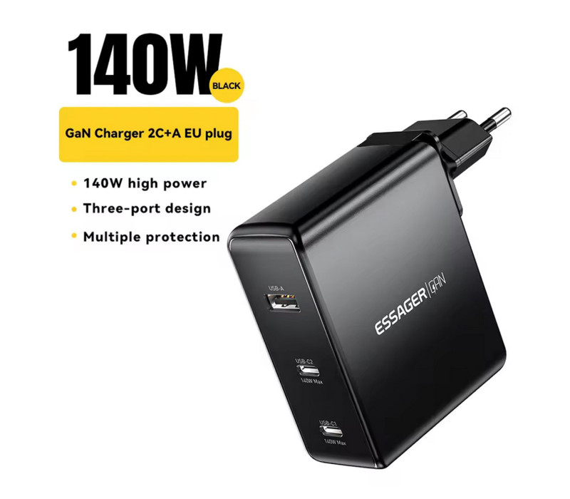Essager GaN 140W Быстрая Зарядка 2C1A PD3.1+QC3.0