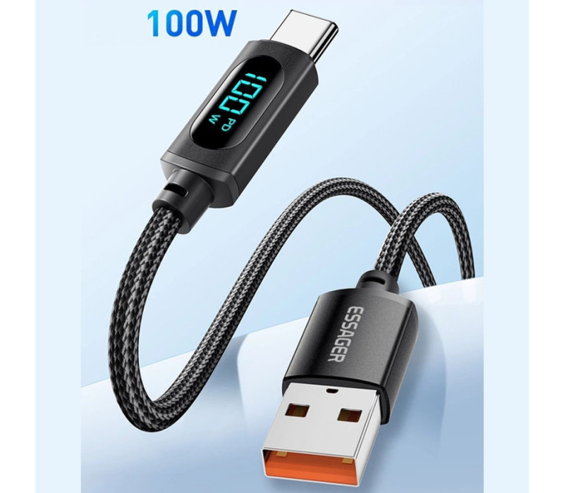 Кабель Essager X-ray USB-A - Type-C 100W/7A Display Fast Charging Cable 2м black
