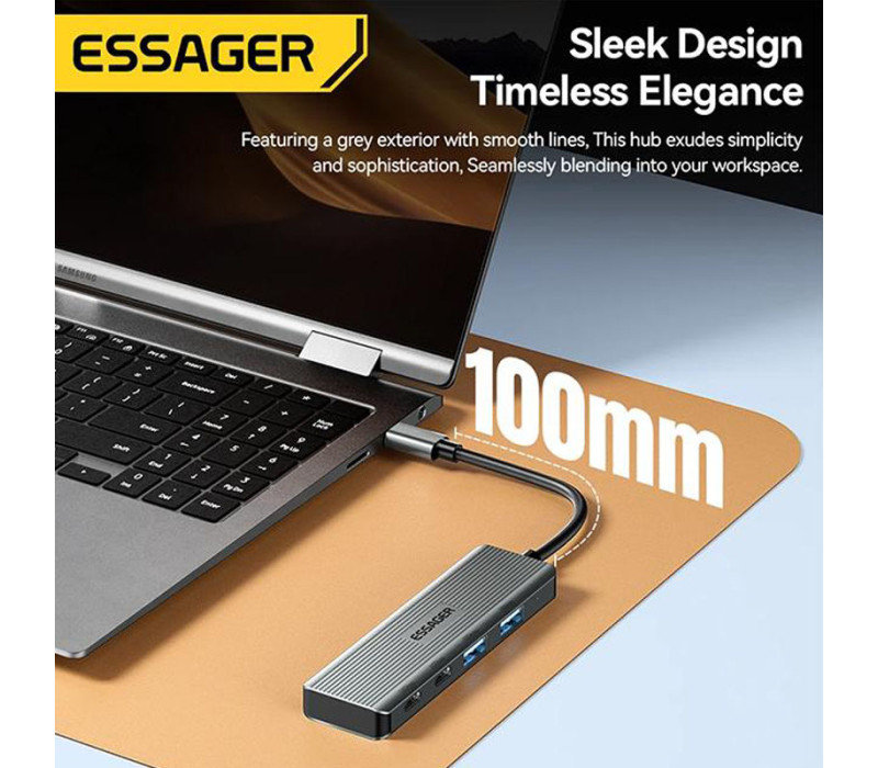 USB хаб Essager 4 In 1 Type C To USB 4 порта USB3.2 Gen 2 10Gbps