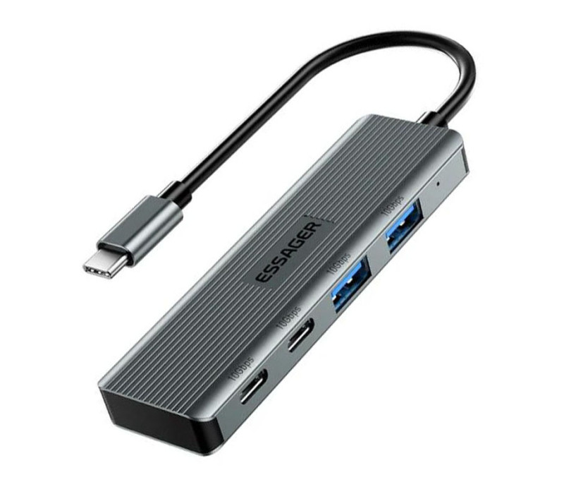 USB хаб Essager 4 In 1 Type C To USB 4 порта USB3.2 Gen 2 10Gbps
