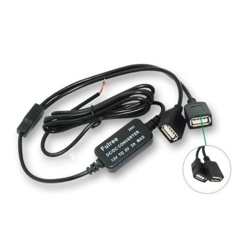 Автомобильный адаптер-конвертер DC-DC 12V to 5V 3A MAX на 2 USB для скрытого монтажа