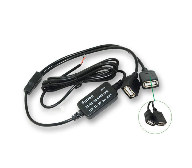 Автомобильный адаптер-конвертер DC-DC 12V to 5V 3A MAX на 2 USB для скрытого монтажа