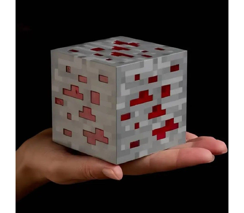 Светильник ночник блок майнкрафт аккумуляторній minecraft, 7.5см, цвет красный