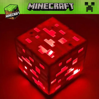 Светильник ночник блок майнкрафт аккумуляторній minecraft, 7.5см, цвет красный