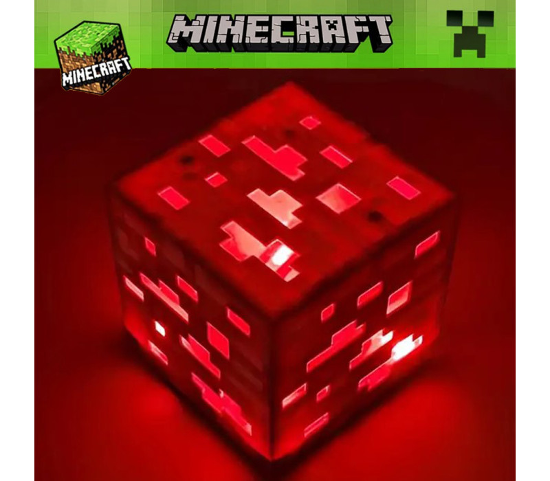 Светильник ночник блок майнкрафт аккумуляторній minecraft, 7.5см, цвет красный