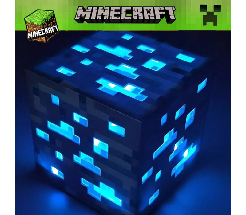 Светильник ночник блок майнкрафт аккумуляторній minecraft, 7.5см, цвет синий