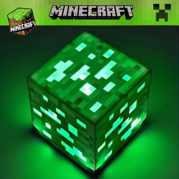 Светильник ночник блок майнкрафт аккумуляторній minecraft, 7.5см, цвет зелёный