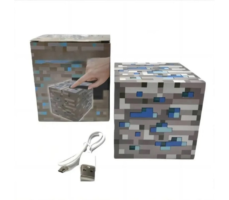 Светильник ночник блок майнкрафт аккумуляторній minecraft, 7.5см, цвет синий