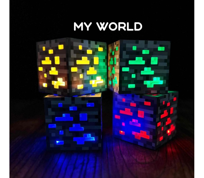Светильник ночник блок майнкрафт аккумуляторній minecraft, 7.5см, цвет синий