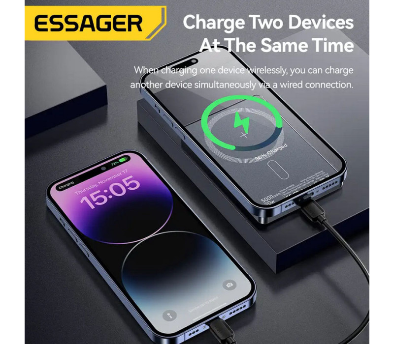 УМБ Power Bank MagSafe Essager KR-W002 Ultra Thin 5000mAh 20W
