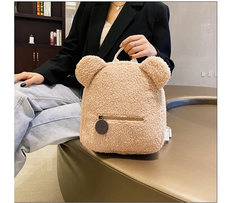 Плюшевый рюкзак Teddy цвет бежевый  28х27х13 см.