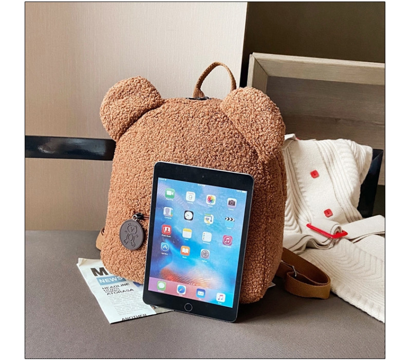 Плюшевый рюкзак Teddy цвет коричневый 28х27х13 см.