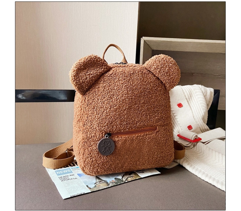 Плюшевый рюкзак Teddy цвет коричневый 28х27х13 см.